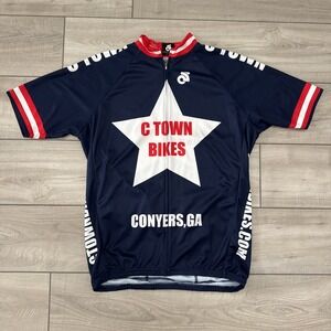 Cycling Jersey Mens XL Full Zip C Town Bikes Red White Blue Bike Patriotic Ga